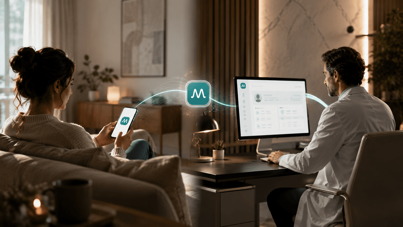 A patient and a MedVibe clinician connected for a virtual consultation