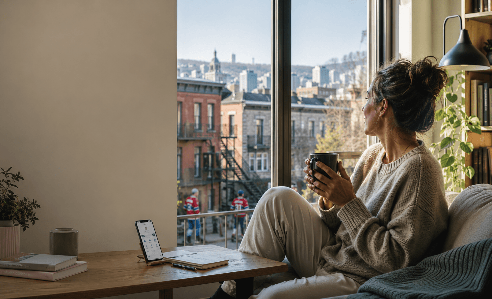 Une personne gérant sa santé à la maison avec MedVibe