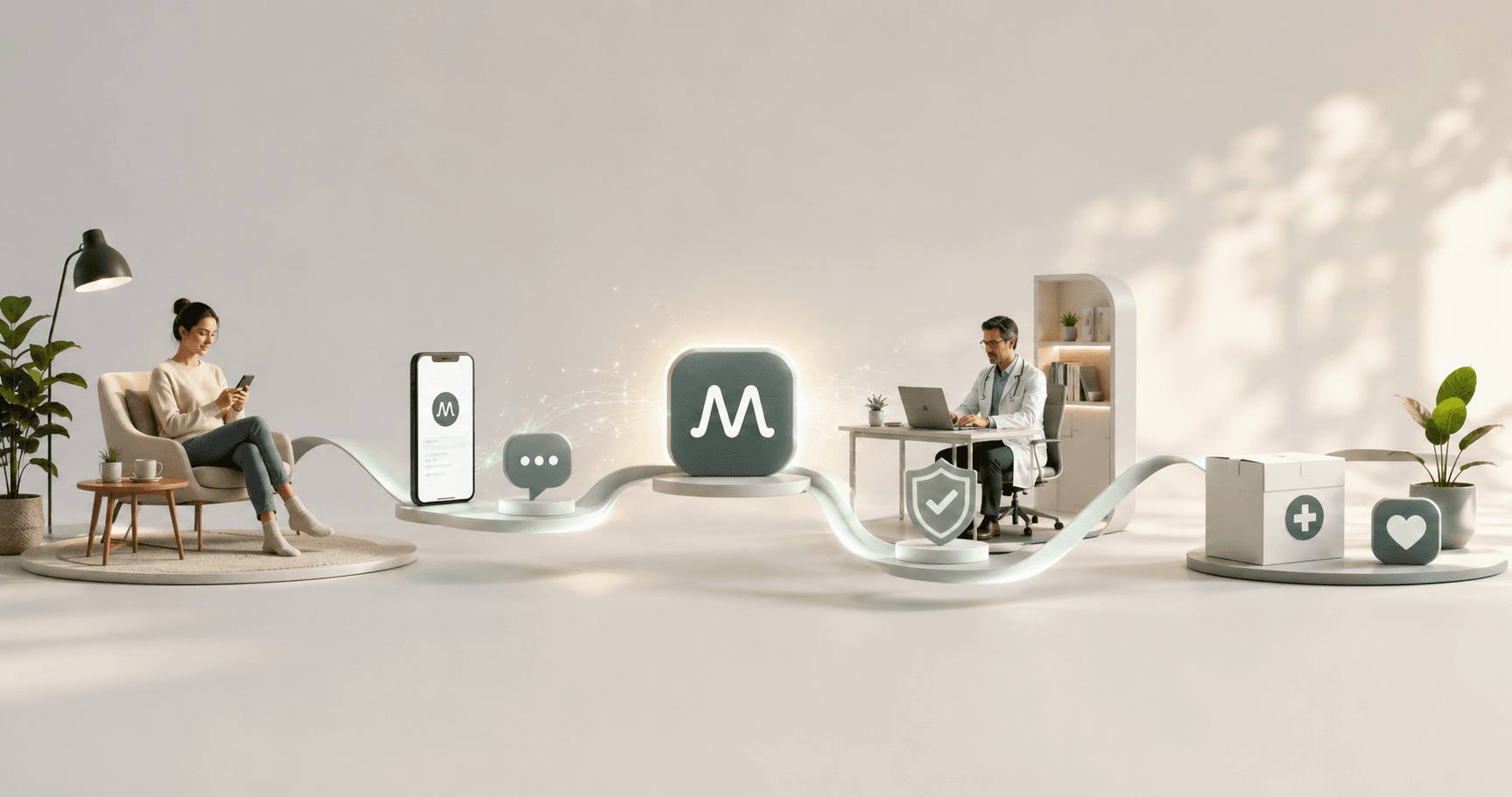 An illustrated overview of the MedVibe care journey, from patient to clinician